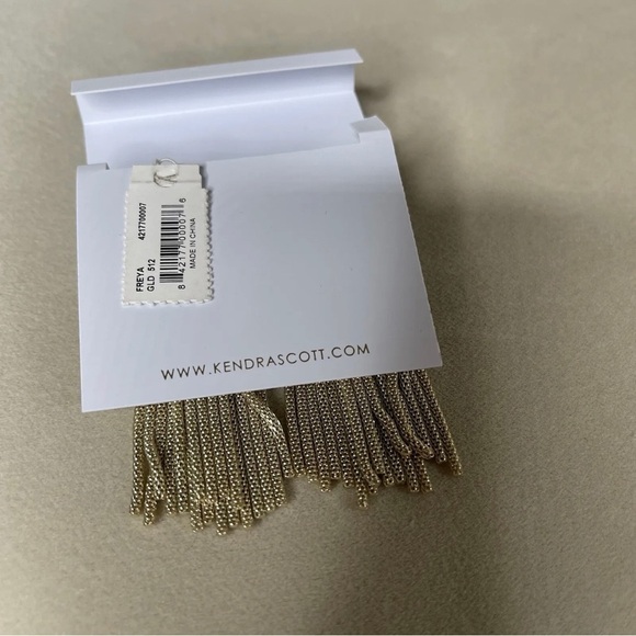 New! Kendra Scott Freya Statement Earrings Gold Dichroic Glass $128 - Picture 3 of 3